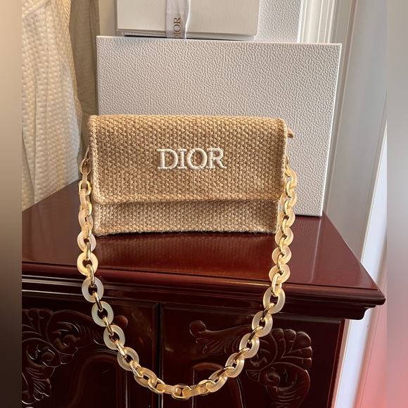 Dior Beauty raffia clutch or shoulder bag, excellent condition, with gift box - Picture 15 of 15